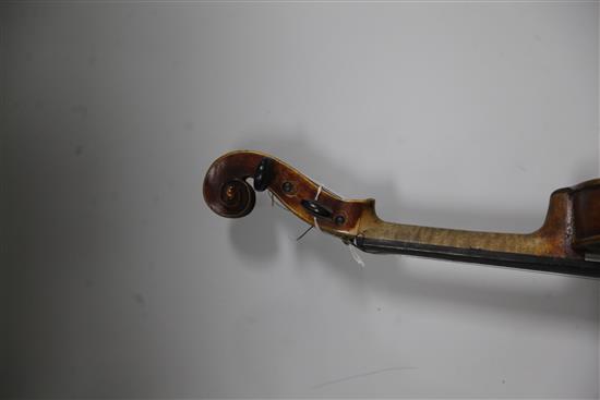 A 19th century English violin, label for John Betts Royal Exchange London 1861,